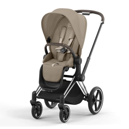 Cybex Детская коляска Priam IV Chrome Brown 2 в 1 Cozy Beige + спальный блок Lux Carry Cot