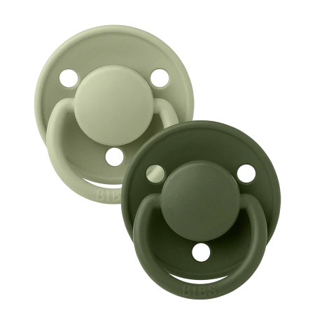 BIBS Набор пустышек De Lux Silicone 0-6 месяцев 2шт. - Sage/Hunter Green