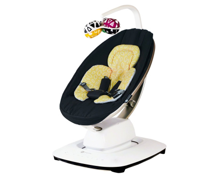 4moms Кресло-качалка MamaRoo 5 Black в комплекте с вкладышем - Yellow/Mesh