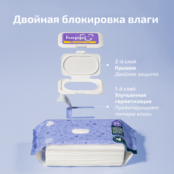 Hoppi Влажные салфетки Premium Sensitive Wipes 80 шт