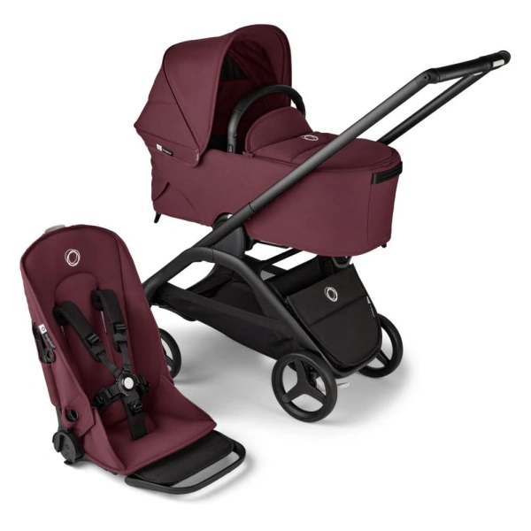 Bugaboo Коляска универсальная 2в1 Dragonfly BLACK/DARK CHERRY-DARK CHERRY