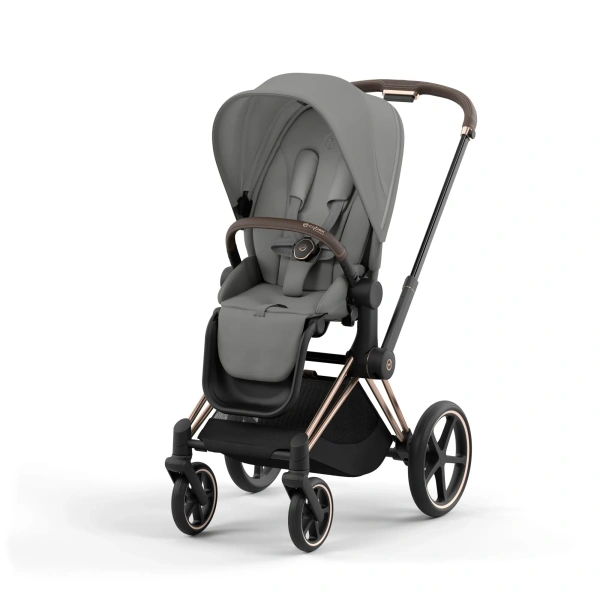 Cybex Детская коляска Priam IV Rosegold 2-в-1 Mirage Grey + спальный блок Lux Carry Cot