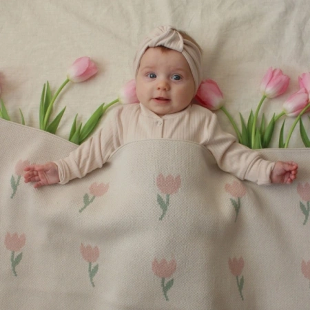 Loomknits Плед детский Flowers Tulip Топленое молоко