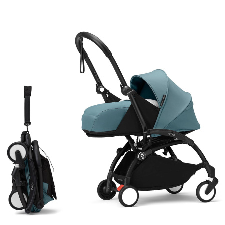 Stokke YOYO3 коляска универсальная 2в1 с мягкой люлькой Black/Aqua