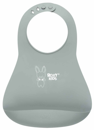 Roxy Kids Нагрудник для кормления мягкий с кармашком - Серый