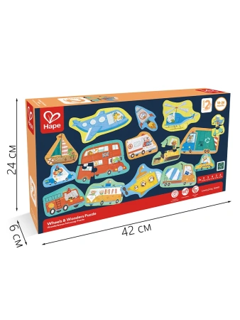 Hape детский пазл Транспорт 15 сборных картинок