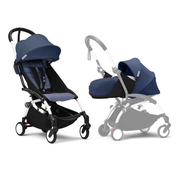 Stokke YOYO3 коляска универсальная 2в1 с мягкой люлькой White/Air France