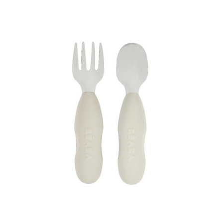 Beaba Набор из 2 столовых приборов из нержавеющей стали: LOT 2 PRE-COUVERTS INOX - V GREY