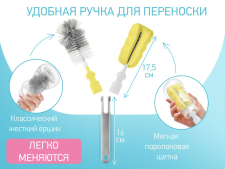Roxy Kids Набор щеток и ершиков для мытья бутылочек (5 шт) - Серый