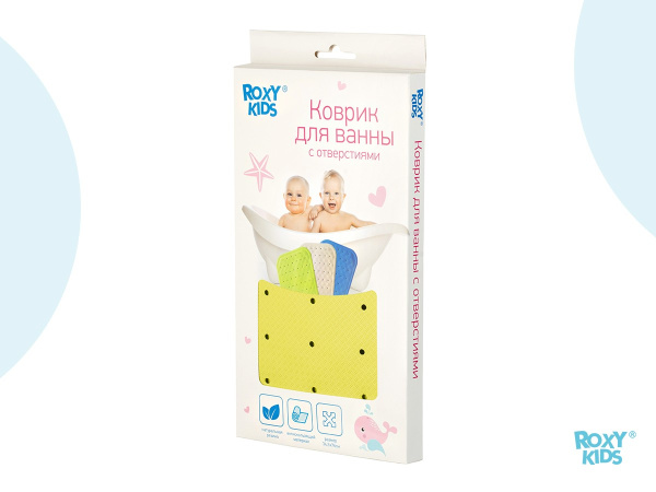 Roxy Kids Коврик для ванны противоскользящий с отверстиями 34,5х76 см 