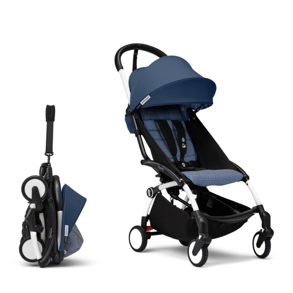 Stokke YOYO³ коляска универсальная 2 в 1 с мягкой люлькой Newborn Pack White/Air France Blue