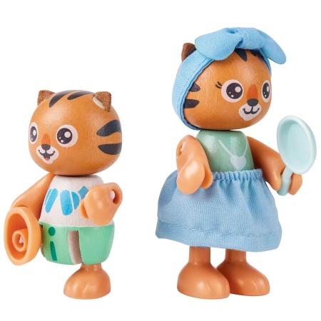 Hape Игровой набор Мини-дом: Веселая семья тигров Майло и Мелоди, 11 предметов