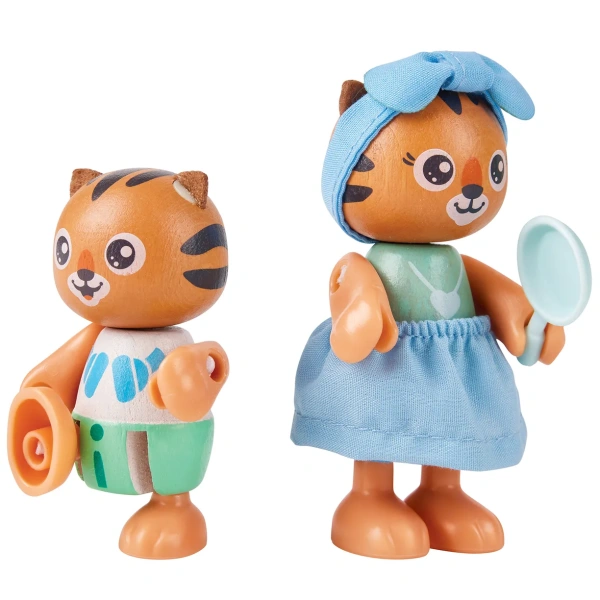 Hape Игровой набор Мини-дом: Веселая семья тигров Майло и Мелоди, 11 предметов 