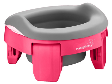 Roxy Kids Дорожный горшок HandyPotty 3-в-1 с многоразовой вкладкой - Фуксия/серый