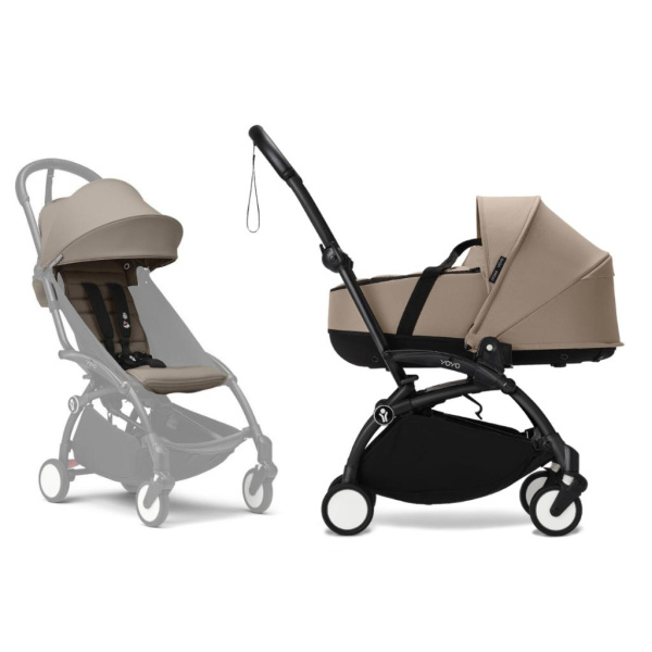 Stokke YOYO3 коляска универсальная 2в1 с каркасной люлькой bassinet Black/Taupe