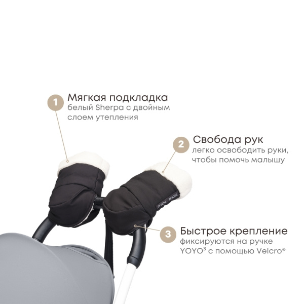 Stokke YOYO³ Mittens — зимние варежки для рук на ручку коляски