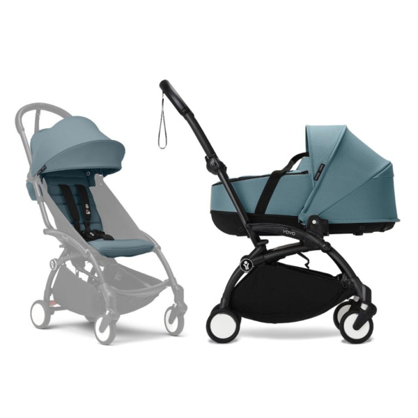Stokke YOYO3 коляска универсальная 2в1 с каркасной люлькой bassinet Black/Aqua