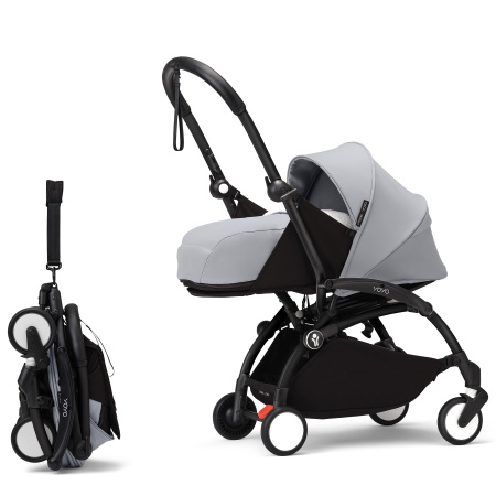 Stokke YOYO3 коляска универсальная 2в1 с мягкой люлькой Black/Stone