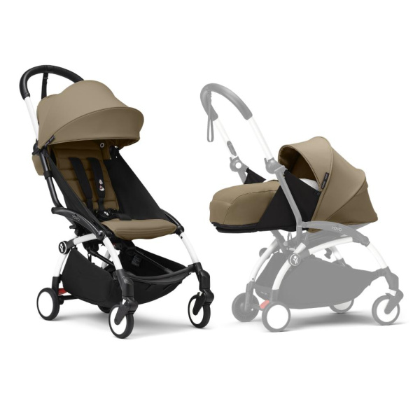 Stokke YOYO3 коляска универсальная 2в1 с мягкой люлькой White/Toffee