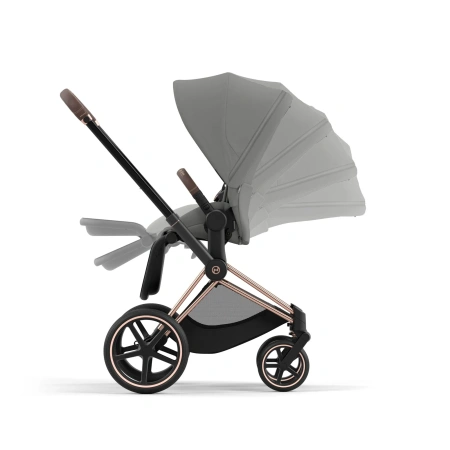 Cybex Детская коляска Priam IV Rosegold 2-в-1 Mirage Grey + спальный блок Lux Carry Cot