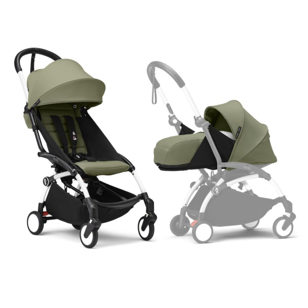 Stokke YOYO3 коляска универсальная 2в1 с мягкой люлькой White/Olive
