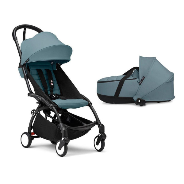 Stokke YOYO³ коляска универсальная 2 в 1 с каркасной люлькой Bassinet Black/Aqua