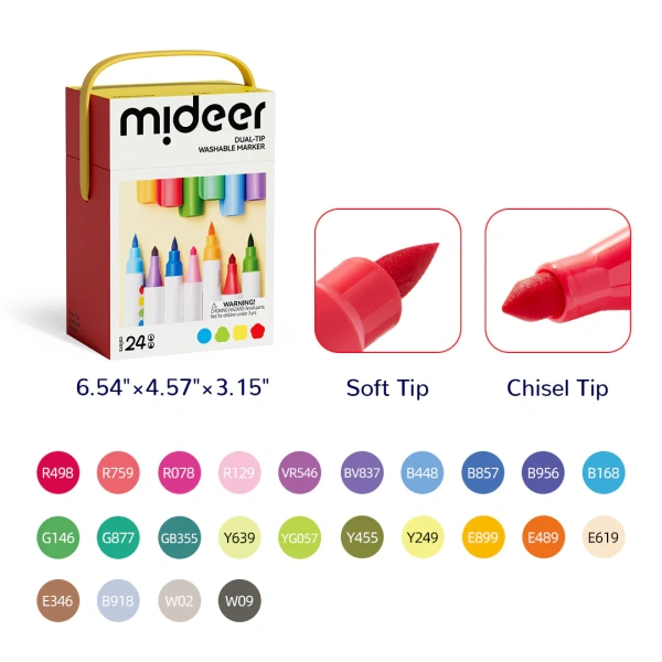 Mideer Двухсторонние смываемые маркеры – 24 цвета