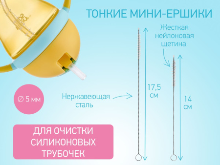 Roxy Kids Набор щеток и ершиков для мытья бутылочек (5 шт) - Серый