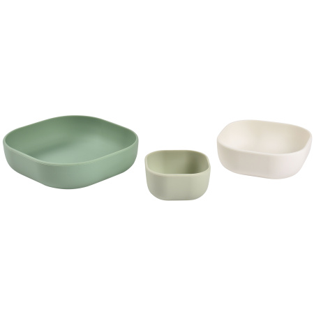 Beaba Набор из 3 детских тарелок, силикон BOLS SILICONE GIGOGNES - Green