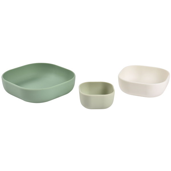 Beaba Набор из 3 детских тарелок, силикон BOLS SILICONE GIGOGNES - Green