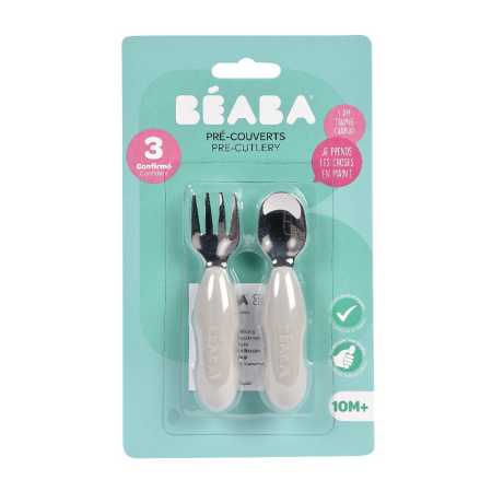 Beaba Набор из 2 столовых приборов из нержавеющей стали: LOT 2 PRE-COUVERTS INOX - V GREY
