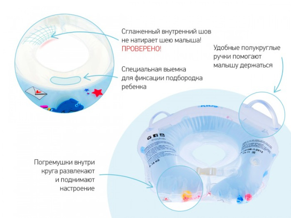 Roxy Kids Надувной круг на шею для купания малышей Flipper музыкальный Лебединое озеро 0+ 