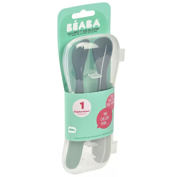 Beaba Набор из 2 силиконовых ложек в футляре LOT 2 CUILLERES SIL 1AGE BI-T