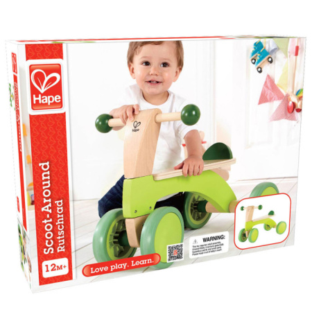 Hape Скутер 4-х колесный-каталка для детей Ралли, зеленый