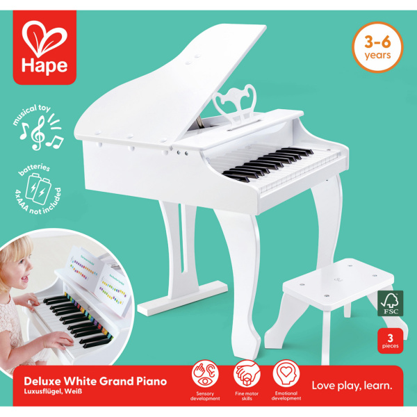 Hape Музыкальная игрушка рояль Делюкс, белый