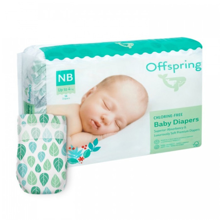 Offspring подгузники, NB 2-4 кг. 56 шт. - Листочки