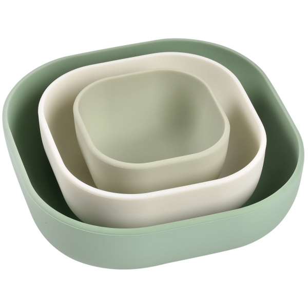 Beaba Набор из 3 детских тарелок, силикон BOLS SILICONE GIGOGNES - Green