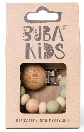 Buba Kids Держатель для пустышки с деревянной клипсой Зефир - Шалфей