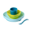 Beaba Набор посуды: 2 тарелки, стакан, ложка COFFRET REPAS SILICONE - Blue