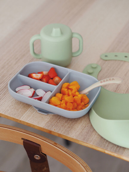 Beaba Набор для еды из силикона COFF REPAS SIL ESS GREY/SGREE